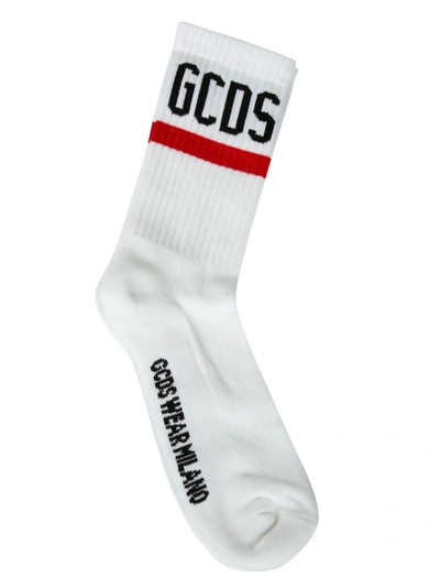 Shop Gcds Ribbed Logo Socks In White