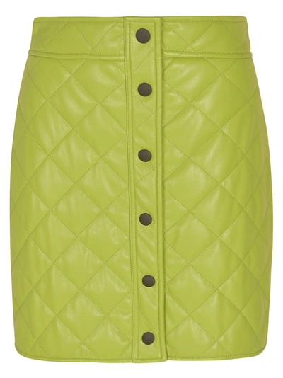 Shop Msgm Quilted Short Skirt In Lime