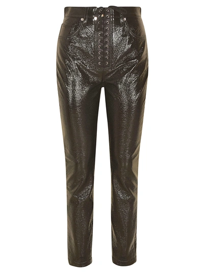 Shop Dolce & Gabbana Lace-up Shiny Cropped Jeans In Black