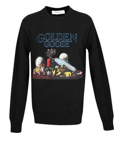 Shop Golden Goose Cotton Sweatshirt With Print In Black