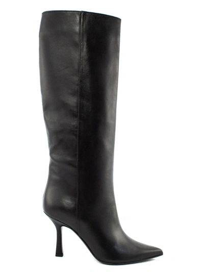 Shop Aldo Castagna Paola High Boot In Black Leather In Nero