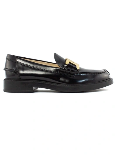 Shop Tod's Loafers In Black Leather In Nero