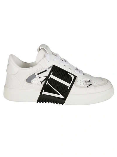 Shop Valentino Vltn Strap Logo Sneakers In Bianco