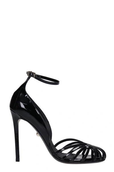 Shop Alevì Elisa 110 Sandals In Black Patent Leather
