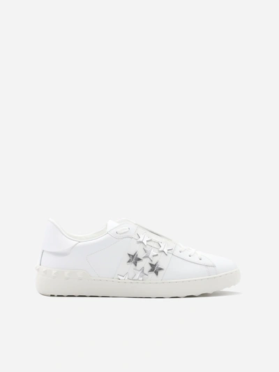 Shop Valentino Open Sneakers With Metallic Leather Application In White