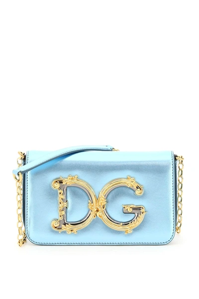 Shop Dolce & Gabbana Dg Girls Clutch In Cielo Chlaminato (light Blue)