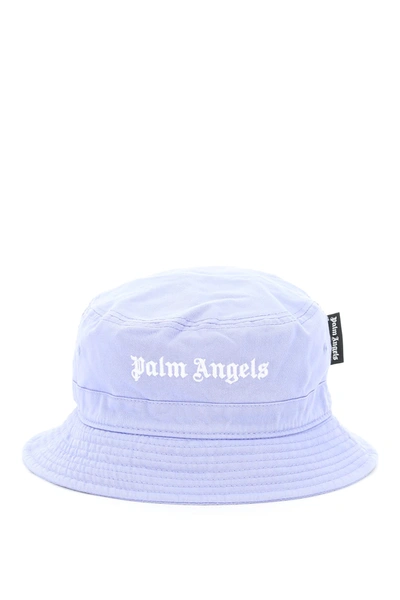 Shop Palm Angels Bucket Hat In Lilac White (purple)