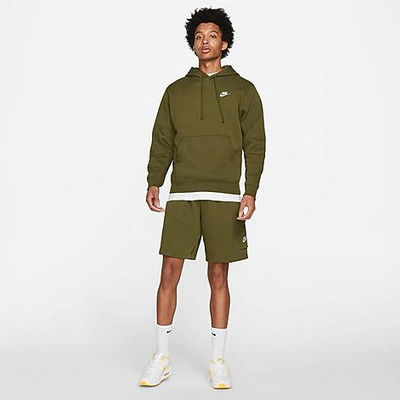 Shop Nike Men's Sportswear Club Fleece Cargo Shorts In Rough Green/white