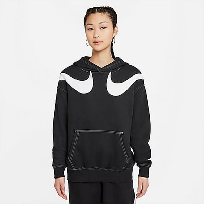 Nike Swoosh Oversized Hoodie In Black With Double Swoosh Logo | ModeSens