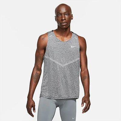 Shop Nike Men's Dri-fit Rise 365 Running Tank Top In Black/black/heather/reflective Silver