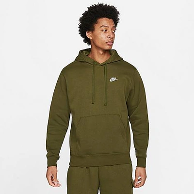 Shop Nike Sportswear Club Fleece Embroidered Hoodie In Rough Green/rough Green/white