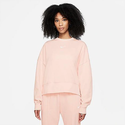 Shop Nike Women's Sportswear Collection Essentials Oversized Fleece Crewneck Sweatshirt In Orange