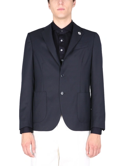 Shop Lardini Single-breasted Jacket In Blu