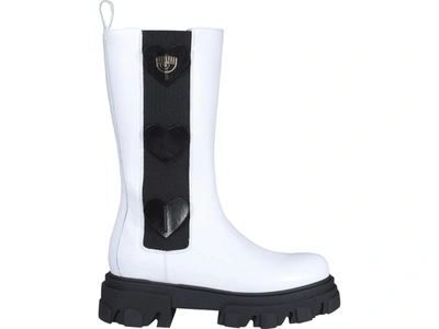 Shop Chiara Ferragni Heart Combat Boots In White