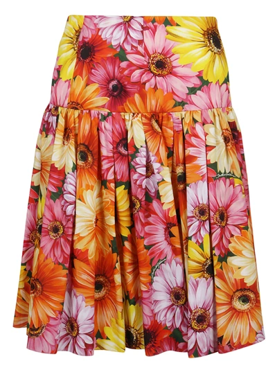 Shop Dolce & Gabbana Floral Print Skirt In Multicolor