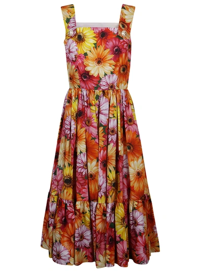 Shop Dolce & Gabbana Floral Print Sleeveless Dress In Multicolor