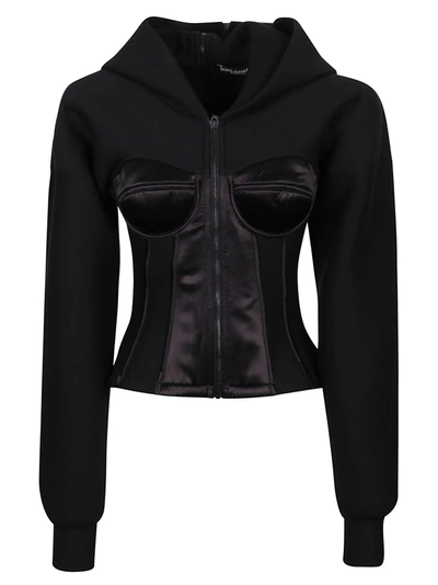 Shop Dolce & Gabbana Fitted Zip Hooded Jacket In Black