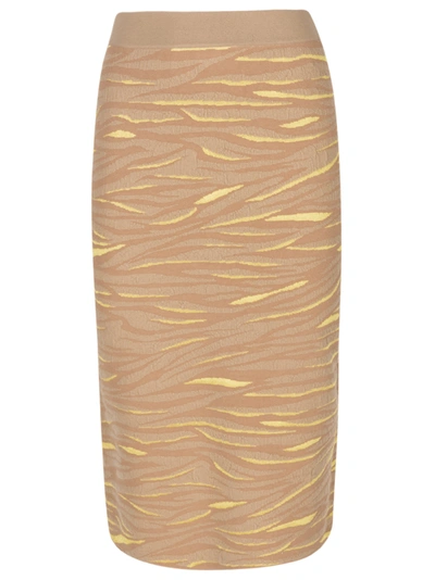 Shop Stella Mccartney Animal Stripe Print Skirt In Beige/yellow
