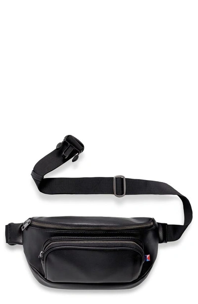 Shop Kibou Faux Leather Diaper Belt Bag In Black