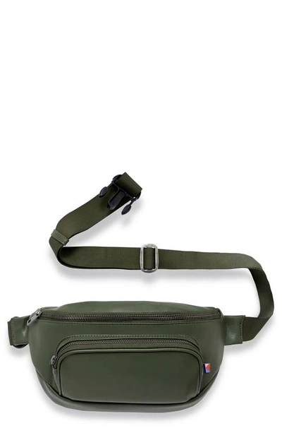 Shop Kibou Faux Leather Diaper Belt Bag In Olive Green