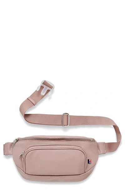 Shop Kibou Faux Leather Diaper Belt Bag In Blush Pink