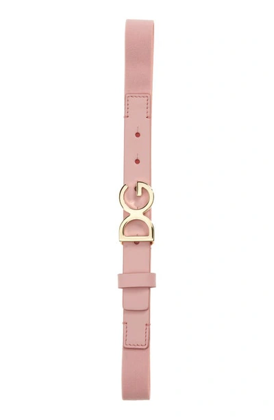 Shop Dolce & Gabbana Kids' Logo Buckle Stretch Belt In Pink