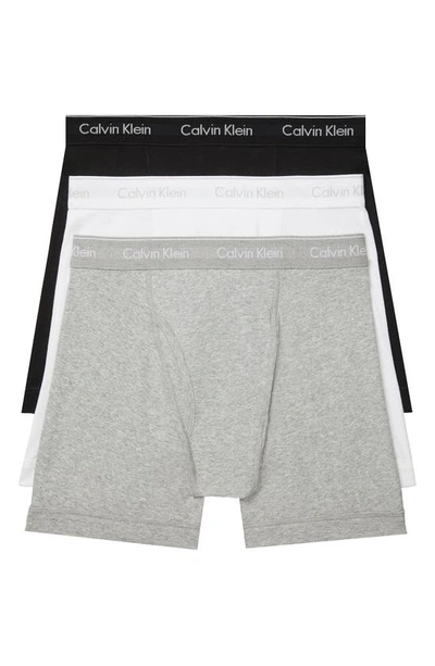 Shop Calvin Klein 3-pack Boxer Briefs In Heather Grey/ White/ Black