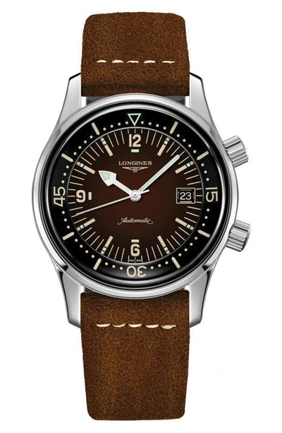 Shop Longines Legend Diver Automatic Strap Watch, 42mm In Brown