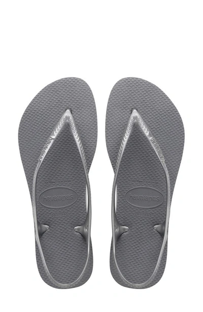 Shop Havaianas Sunny Slingback Sandal In Steel Grey