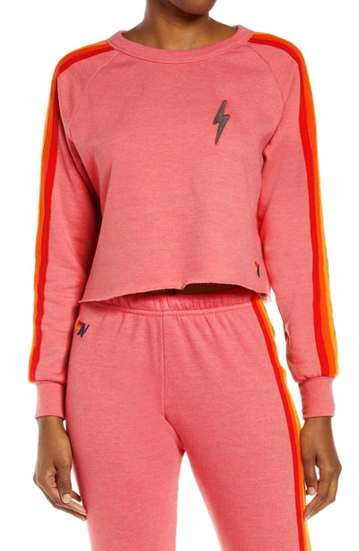 Shop Aviator Nation Bolt Crop Sweatshirt In Pink/ Serape Rbw