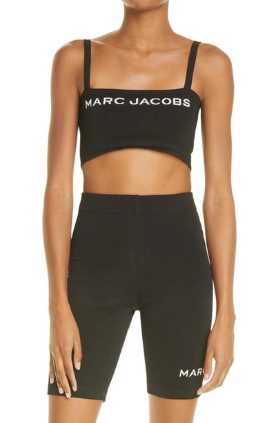 Shop Marc Jacobs The Bandeau Logo Crop Top In Black