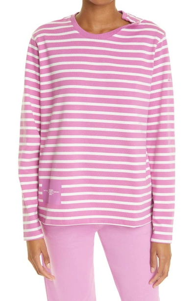 Shop Marc Jacobs The Stripe Long Sleeve Shirt In Cyclamen Multi