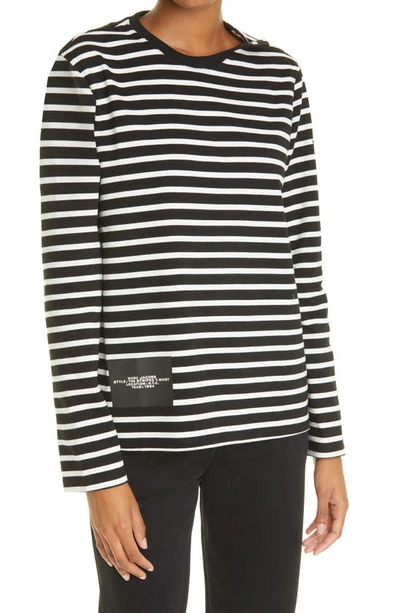 Shop Marc Jacobs The Stripe Long Sleeve Shirt In Black Multi