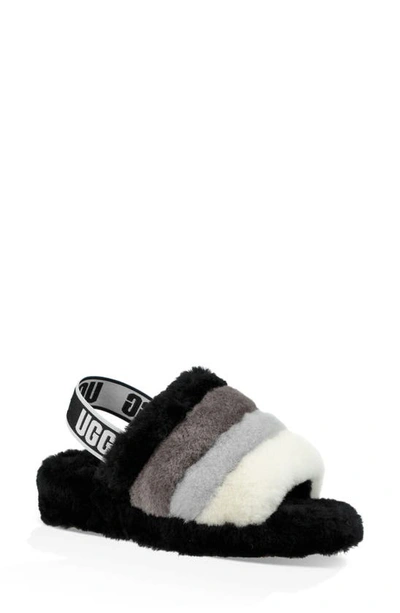 Shop Ugg Fluff Yeah Genuine Shearling Slingback Sandal In Black Multi