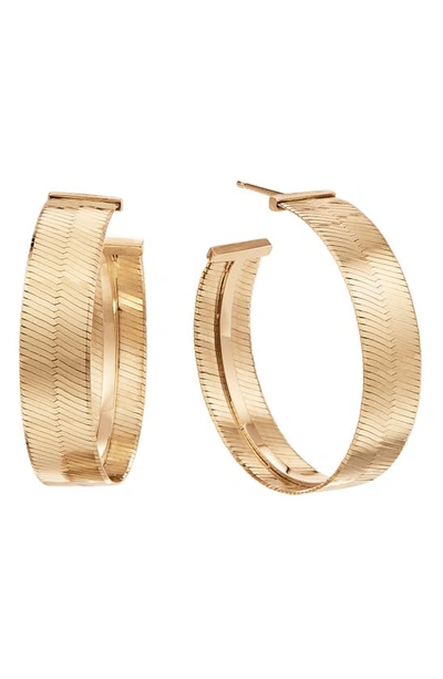 Shop Lana Jewelry Lara Jewelry Herringbone Hoop Earrings In Yellow Gold