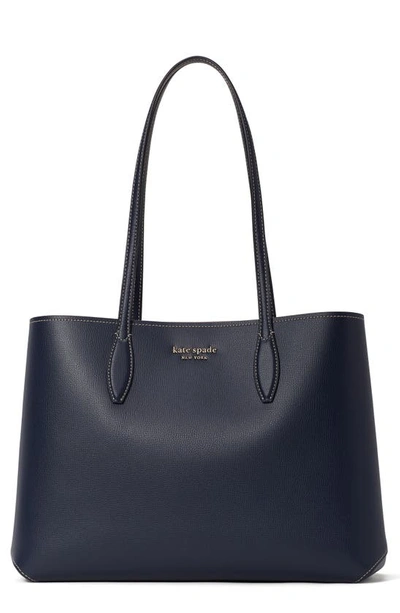Shop Kate Spade All Day Large Leather Tote In Blazer Blue