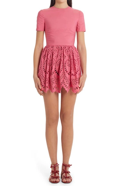 Shop Valentino Broderie Anglaise A-line Minidress In Watermelon