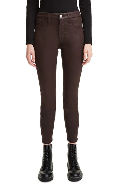 Shop Jen7 Coated Ankle Skinny Jeans In Chocolate
