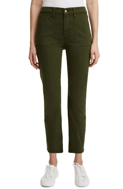 Shop Jen7 Military Ankle Straight Leg Jeans In Olive