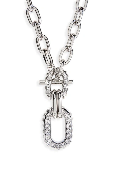 Shop Paco Rabanne Xl Link Crystal Embellished Pendant Necklace In Silver