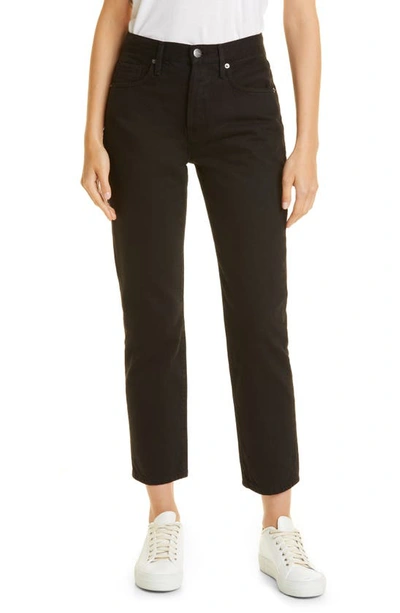 Shop Frame Le Original High Waist Slim Straight Leg Jeans In Film Noir