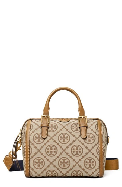 Tory Burch T Monogram Jacquard Barrel Shoulder Bag In Hazelnut