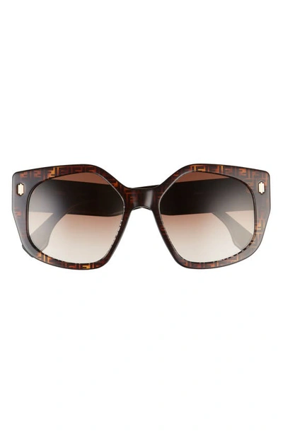 Shop Fendi The  Bold 55mm Butterfly Sunglasses In Havana / Gradient Brown