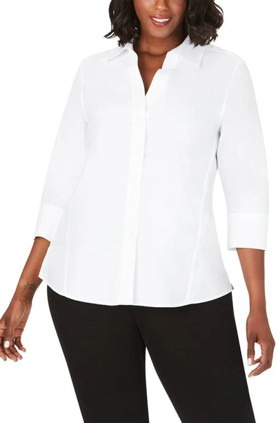 Shop Foxcroft Paige Button-up Shirt In White