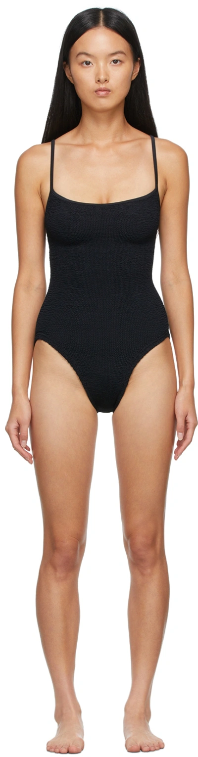 Shop Hunza G Black Pamela One-piece Swimsuit