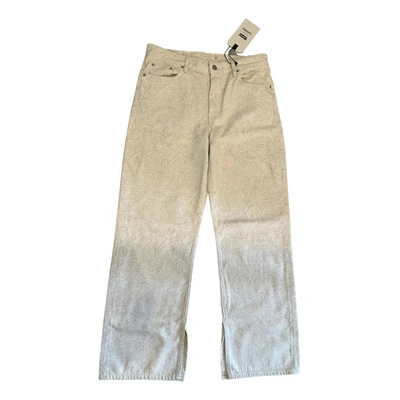 Pre-owned Ganni Straight Jeans In Beige
