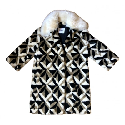 Pre-owned Ainea Faux Fur Coat In Beige
