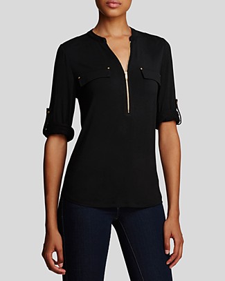 blouse with zip front