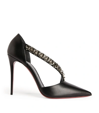 Shop Christian Louboutin Deomina Chain Leather Pumps 100 In Black
