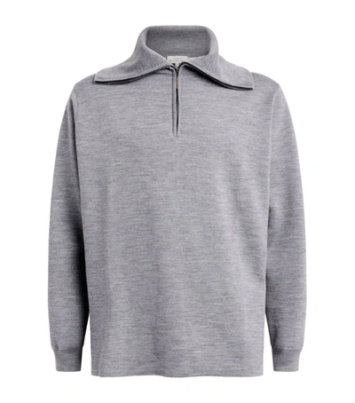 Shop Studio Nicholson Wool Half-zip Sweater In Grey